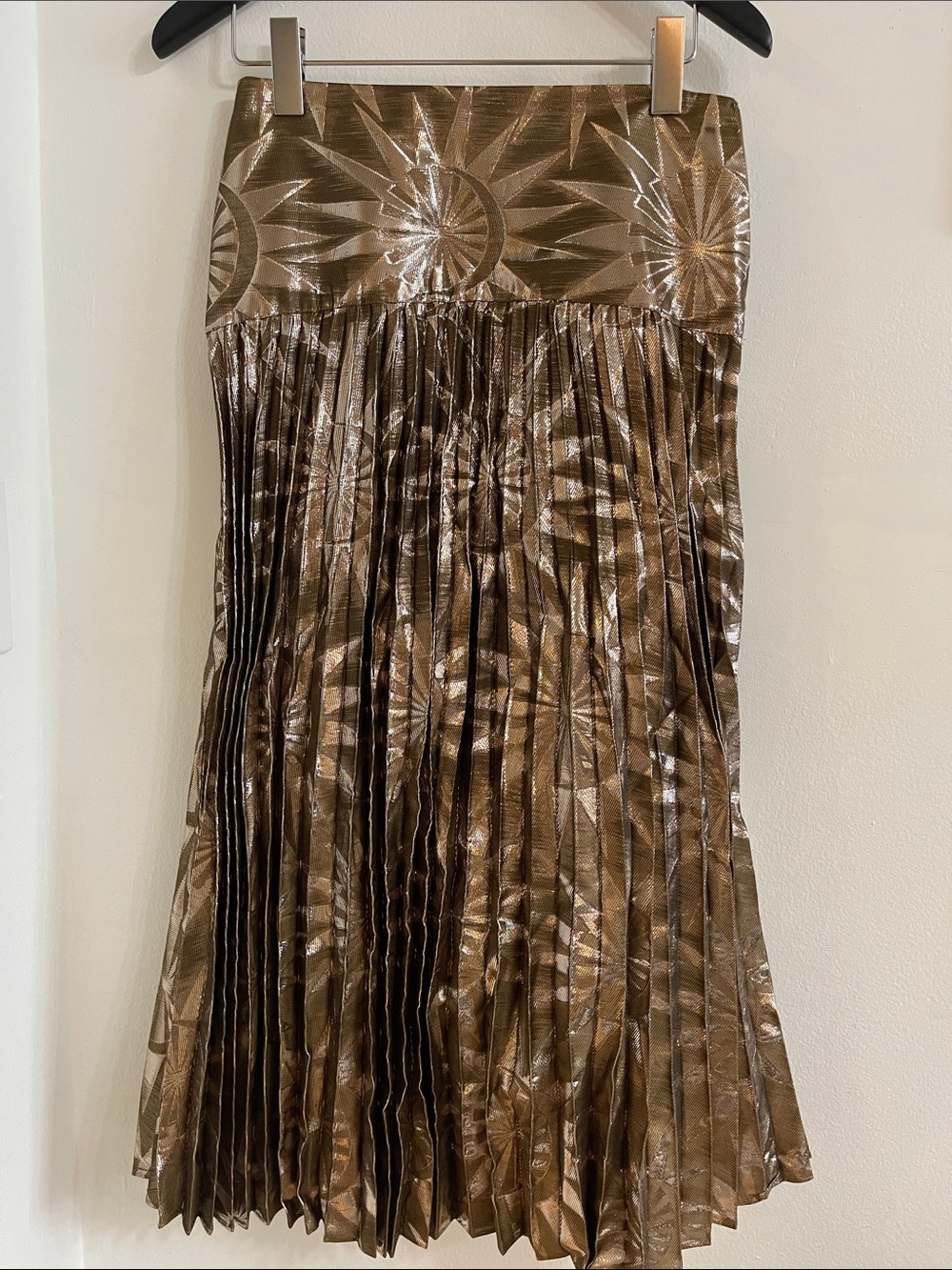 Scotch & Soda Bronze Metallic Pleated Midi Skirt
